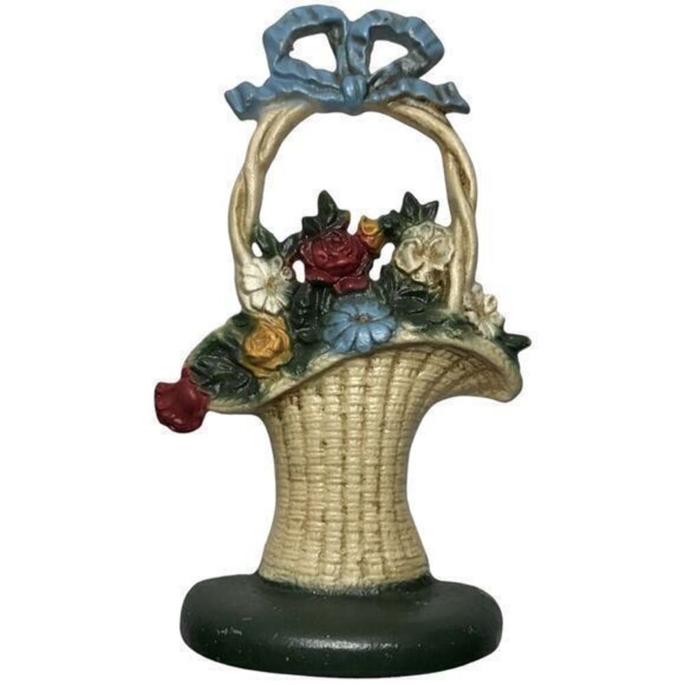 John Wright Donsco Inc Antique Cast Iron French Flower Basket Door Stop Doorstop